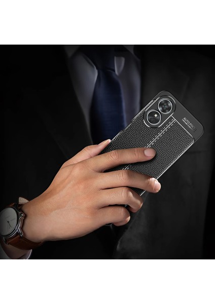 Oppo A38 Kılıf Deri Görünümlü Leke Yapmaz Silikon Kamera Korumalı Kapak
