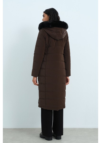 Seyyar Kapşonlu Kapitone Kaban Kahve fırsatları