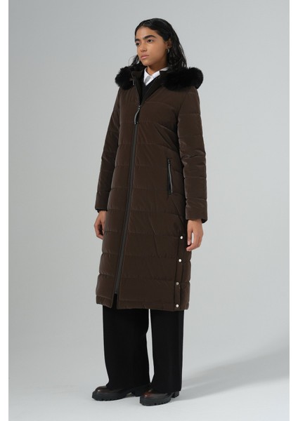 Seyyar Kapşonlu Kapitone Kaban Kahve indirimleri