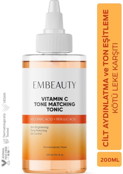 Ton Eşitleyici C Vitamini Aydınlatıcı Ferulic Acid Tonik 200 ml
