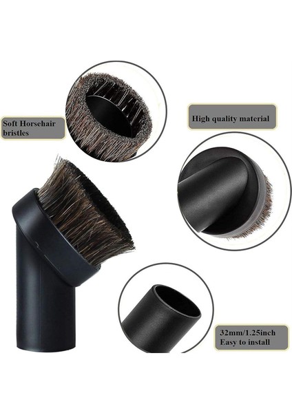 Vakum Fırçası Aparatı 1 1/4 Inç Yuvarlak Yumuşak At Kılı Kılı ve 2 1/2 Inç Hortum Adaptörü (Yurt Dışından) indirimleri