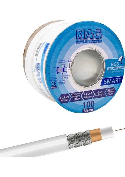 Mag Smart Rg6/u4 64 Tel Anten Kablosu (100 Metre) (4741)