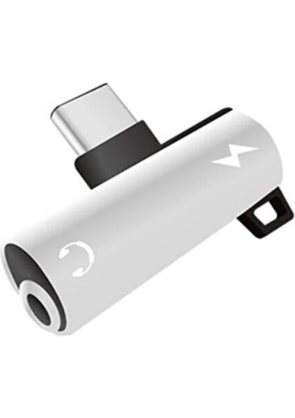Type-C 2in1 Şarj Kulaklık Dönüştürücü Adaptör Şarj Çoğaltıcı Splitter Samsung Xiaomi Oppo Uyumlu