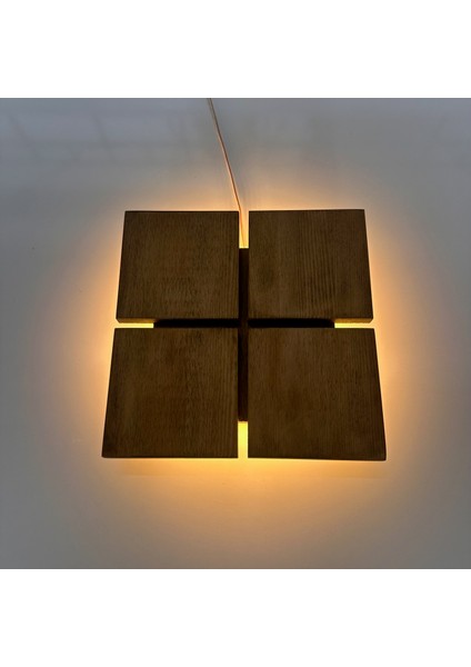 LED Işıklı Ahşap Aplik Modern Duvar Dekoru