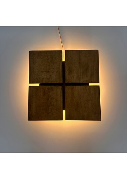 LED Işıklı Ahşap Aplik Modern Duvar Dekoru