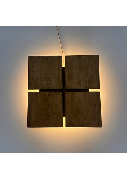 LED Işıklı Ahşap Aplik Modern Duvar Dekoru