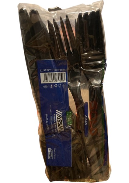 Siyah Plastik Çatal 100 Adet