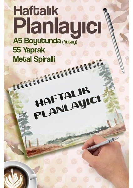 Haftalık Planlayıcı To Do List Spiralli Not Defteri Planner ORMAN-T1184