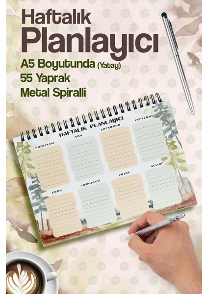 Haftalık Planlayıcı To Do List Spiralli Not Defteri Planner ORMAN-T1184 fiyatları