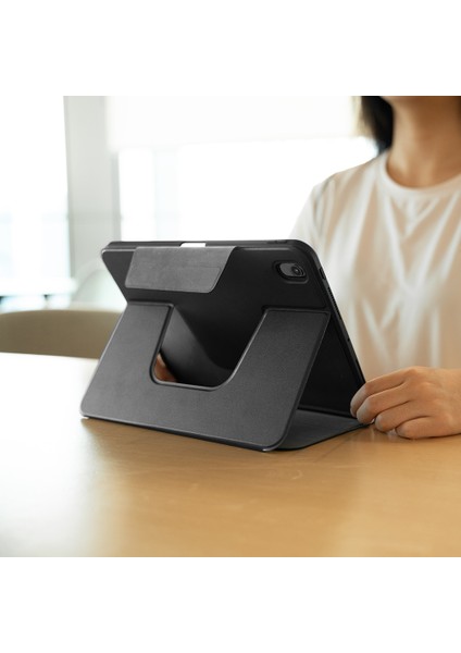 Apple iPad Air 11 2024 Standlı Kalem Bölmeli Kılıf Raptic Spin Detachable Folio Pu Ayrılabilir Siyah