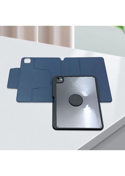 Apple iPad Pro 11 2024 Raptic Spin Detachable Folio Pu Ayrılabilir Kalem Bölmeli Standlı Kılıf Lacivert