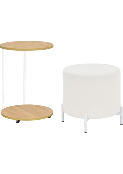 Çok Amaçlı Metal C Sehpa Teddy Puf Seti fiyatları