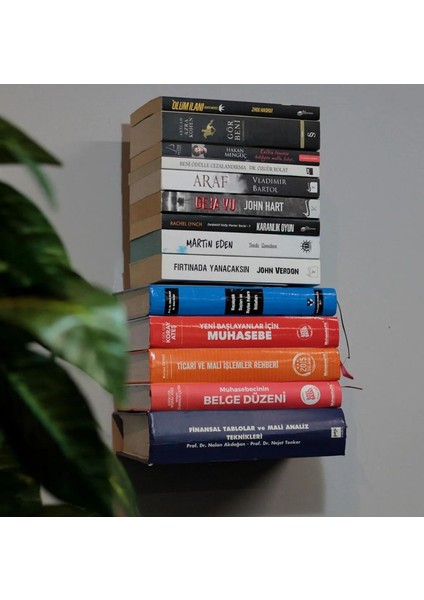 Metal Siyah 2 Adet Kitaplık, Kitap Organizatör, Uçan Kitap Rafı, Görünmez Duvar Kitaplık 2'li