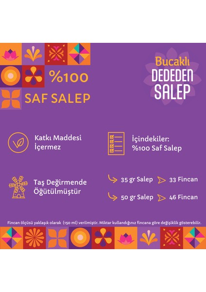 Bucaklı Dededen Salep - %100 Saf Bucak Salebi 50 gr