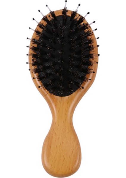 Domuz Kılı Saç Fırçası Mini Doğal Kayın Ağacı Saplı Yastık Anti-Statik Masaj Saç Açma - Cep/seyahat Boyutu Için (Yurt Dışından)