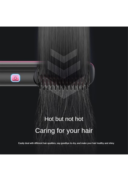 Kablosuz Saç Düzleştirici Fırça Taşınabilir Düzleştirici Negatif Iyon Sıcak Tarak Kadınlar Için-Beyaz (Yurt Dışından)