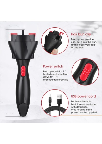 3 Parça Set Otomatik Elektrikli Örgü Makinesi Siyah Dıy Şekillendirici Saç Kıvırıcı Kadınlar Kızlar Için (Yurt Dışından) modelleri