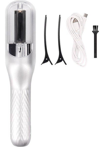 Saç Kesme Makinesi Kablosuz Açık Uçlu Kesici Bölünmüş Uçlu Düzeltici Şarjlı Otomatik Hasarlı Bakım, Gümüş (Yurt Dışından)