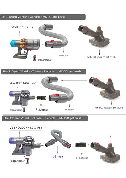 V6V7V8V10V11V15 Elektrikli Süpürge Için Evcil Hayvan Uzun Saç Fırçası Hayvan Kısa Fırçalar Emiş Temizleme Aksesuarları (Yurt Dışından) modelleri