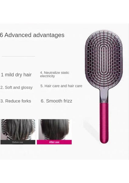 Sharon Brush Taşınabilir Gül Kırmızısı Için Comb+Geniş Dişli Tarak Saç Derisi Masajı Saç Fırçası (Yurt Dışından)