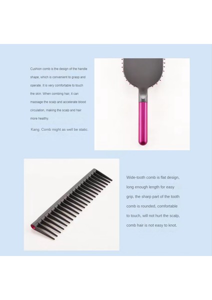 Sharon Brush Taşınabilir Gül Kırmızısı Için Comb+Geniş Dişli Tarak Saç Derisi Masajı Saç Fırçası (Yurt Dışından)