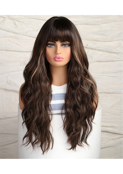 Avrupa ve Amerikan Tarzı Peruk Siyah Kahverengi Patlama Büyük Dalga Uzun Kıvırcık Saç Kimyasal Lif Bukleler Vurgulama (Yurt Dışından) fiyatları