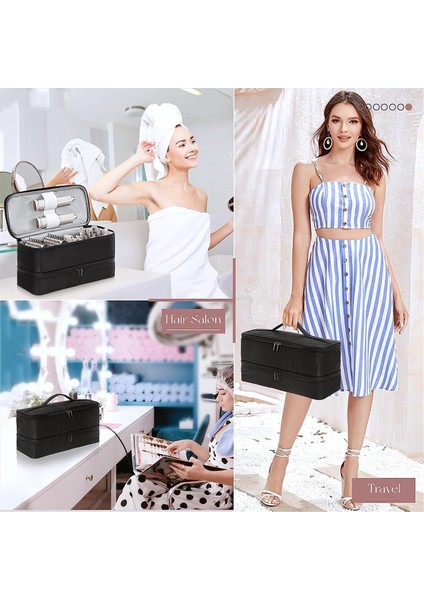 Evrensel Çift Katmanlı Taşıma Çantası, Seyahat Taşınabilir Depolama Siyah (Yurt Dışından) fiyatları