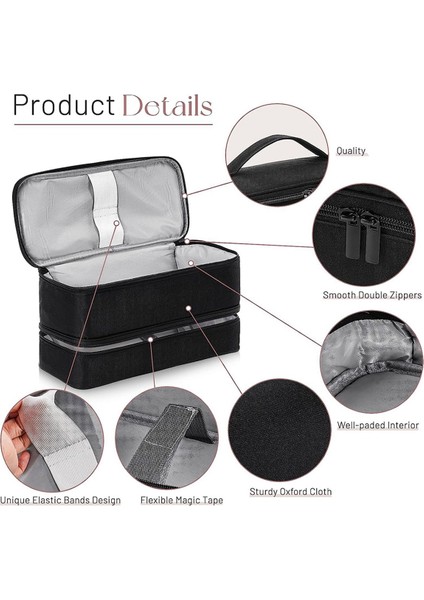 Evrensel Çift Katmanlı Taşıma Çantası, Seyahat Taşınabilir Depolama Siyah (Yurt Dışından) indirimleri