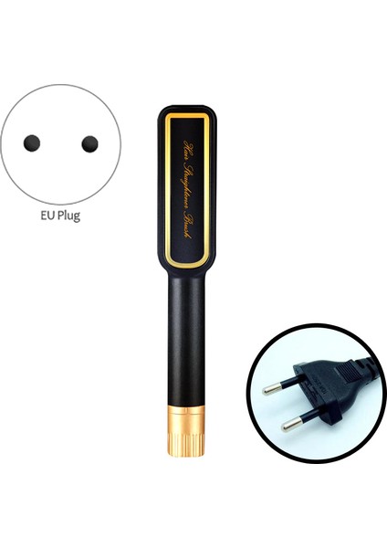 Eu Plug Hot Combs Anti-Haşlanma Saç Düzleştirici Fırça Seramik Bukle Makinesi Elektrikli Fırça-Siyah (Yurt Dışından)