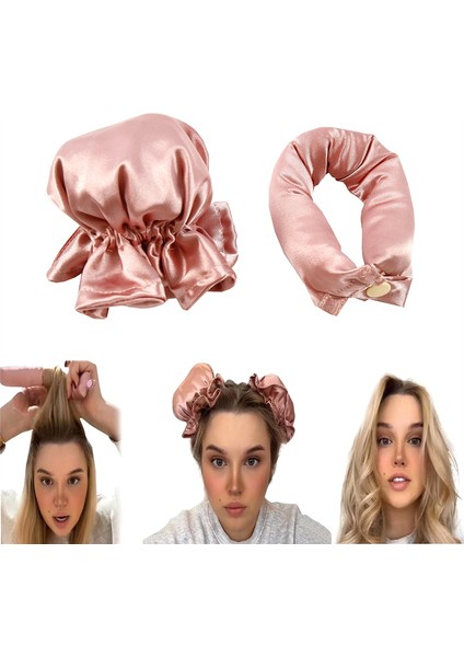 Uzun Saçlar Için 2 Adet Saten Isısız Bigudi. Saç Bukleleri Bukle Çubuğu Kafa Bandı Bağları Seti Lotus Kökü Pembe (Yurt Dışından) indirimleri