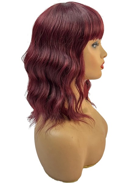 Sentetik Peruk Uzun Dalgalı Saç Şarap Kırmızısı Patlamalı Doğal Kıvırcık Kadın Cosplay Isıya Dayanıklı Elyaf (Yurt Dışından) fırsatları