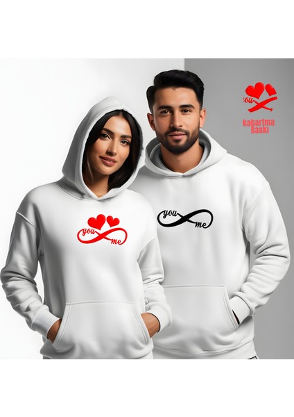 Sonsuz Sevgi Sevgililer Günü Slimfit Kapüşönlu Hoodie Kadın Sweatshirt 7008K