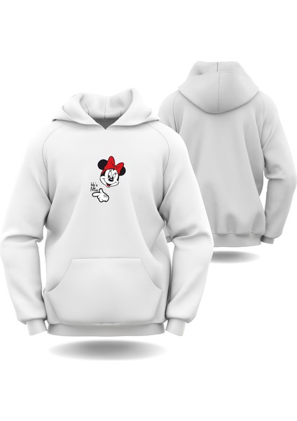 Mickey Mause Sevgililer Günü Slimfit Kapüşönlu Hoodie Kadın Sweatshirt 7007K