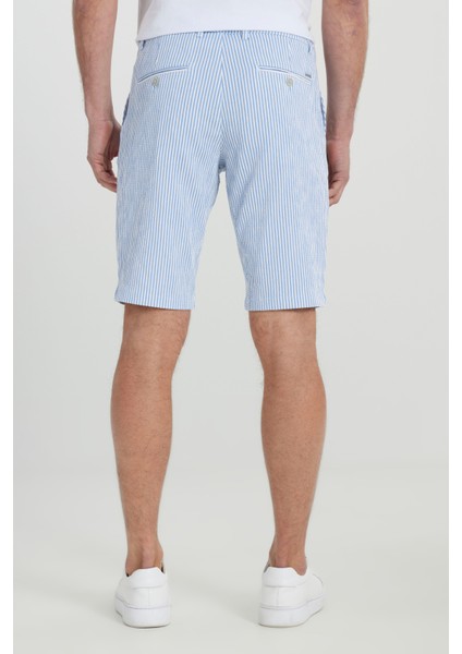 Slim Fit Dar Kesim Yan Cepli Gofre Desenli Şort