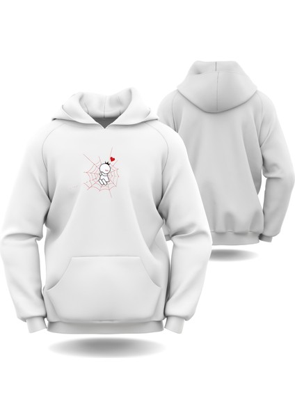 Örümcek Adam Ağ Sevgililer Günü Slimfit Kapüşönlu Hoodie Kadın Sweatshirt 7010K