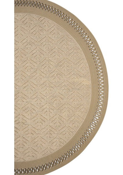 Naturel Daire Yıkanabilir Hasır El Dokuma Halı Yolluk Kilim Daire 2