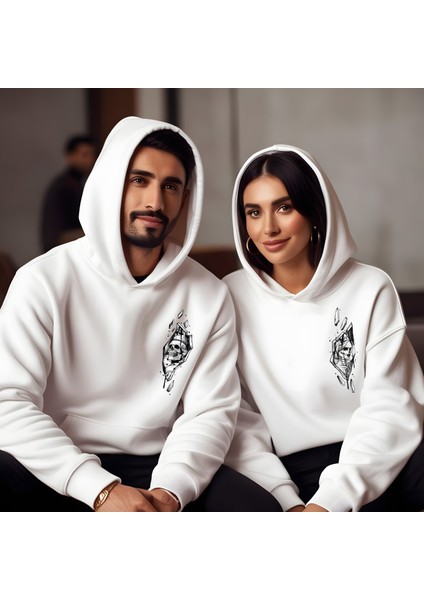 Iskelet Kraliçe Sevgililer Günü Slimfit Kapüşönlu Hoodie Kadın Sweatshirt 7014K