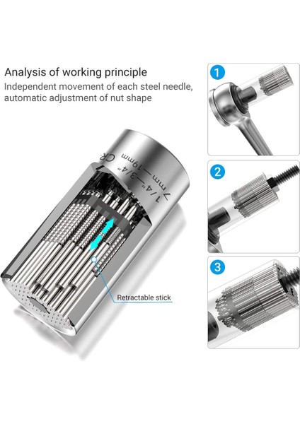 Tork Anahtarı Evrensel Kılıf Başlık Seti Sihirli Soket Kılıfı Anahtar Stil Tutma Çoklu El Aletleri Cr-V Kılıf (Yurt Dışından)