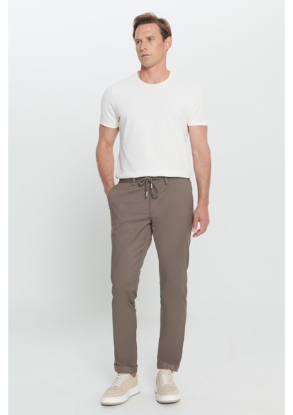 Comfort Fit Rahat Kesim Yan Cepli Desenli Beli Lastikli Pantolon