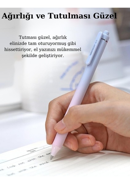 0.7 mm Mavi Mürekkepli Ombre Basmalı 4'lü Jel Kalem Seti