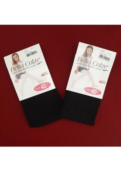 Kız Çocuk Opak 40 Den Külotlu Çorap 2'li Paket Siyah Renk 11-13 Yaş