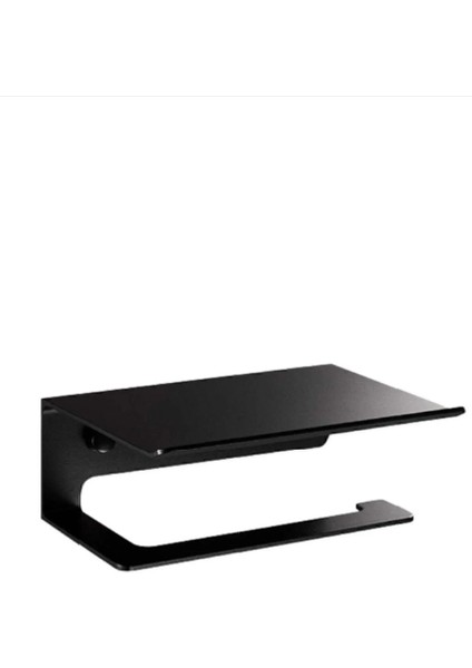 Raflı Tuvalet Kağıtlığı - Siyah, Paslanmaz Metal, Duvara Monte, Telefon ve Aksesuar Raflı, Şık ve Dayanıklı modelleri