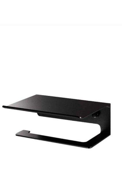 Raflı Tuvalet Kağıtlığı - Siyah, Paslanmaz Metal, Duvara Monte, Telefon ve Aksesuar Raflı, Şık ve Dayanıklı fırsatları