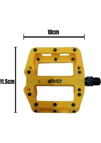 Evo Sarı Plastik Rulmanlı Platform Çivili Bisiklet Pedalı