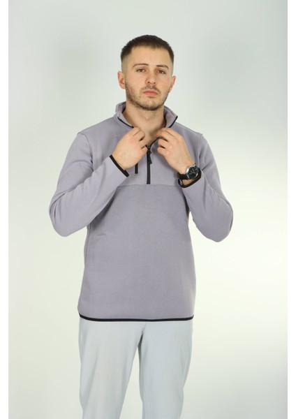 3 Ip Cepli Yarım Fermuar Sweat Gri modelleri