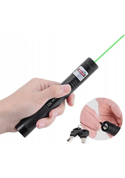 18650 Pilli Şarjli Anahtar Emniyetli Yeşil Lazer Pointer