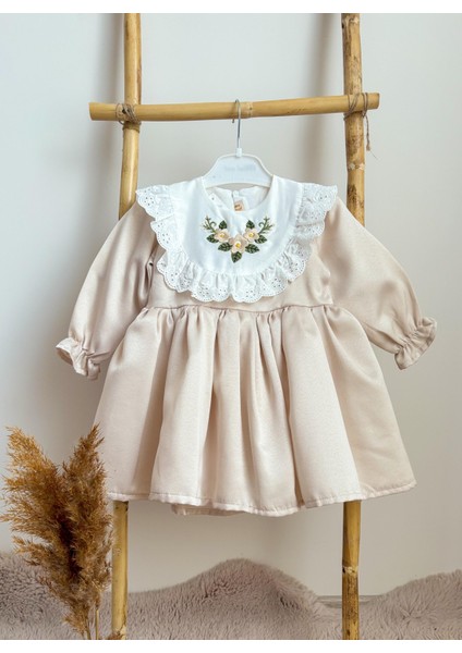 ALYRA Kız Çocuk Elbise Kız Bebek Uzun Kollu Çiçek Nakışlı Astarlı Kabarık Özel Gün Doğum Günü Parti Düğün Saten Elbise Bebek Giyim ALY0230