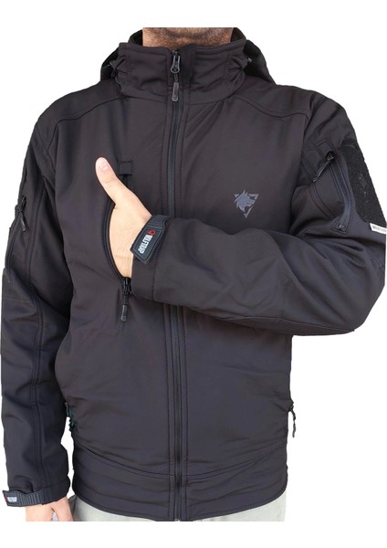 Siyah 5 Cepli Kapüşonlu Softshell Soğuk Geçirmez Mont fiyatları