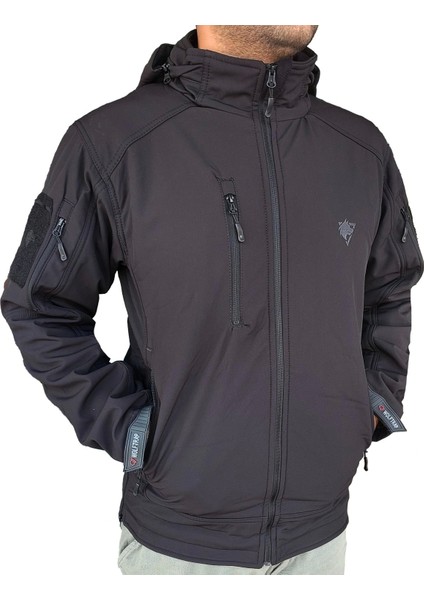 Siyah 5 Cepli Kapüşonlu Softshell Soğuk Geçirmez Mont fırsatları