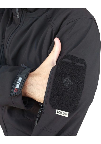 Siyah 5 Cepli Kapüşonlu Softshell Soğuk Geçirmez Mont indirimleri